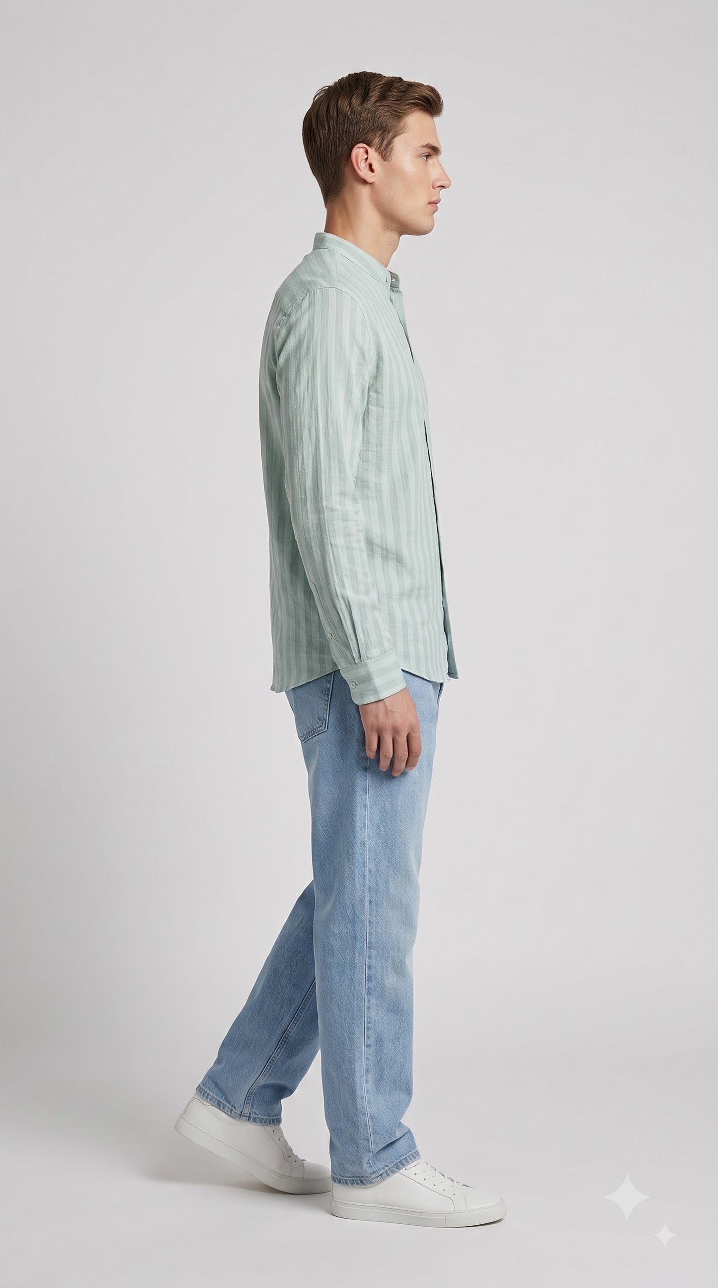 Light Green Stripe Regular Fit Shirt