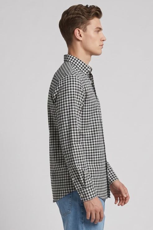 Boxed Black Shade Checks Regular Fit Shirt