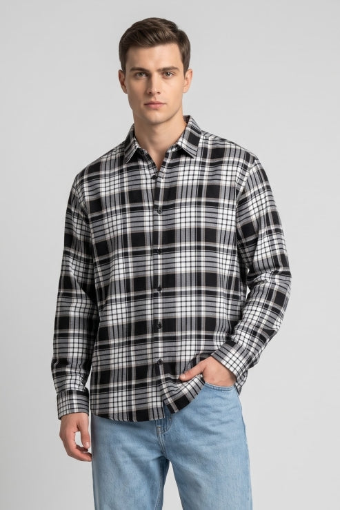 Black Shade Checks Regular Fit Shirt