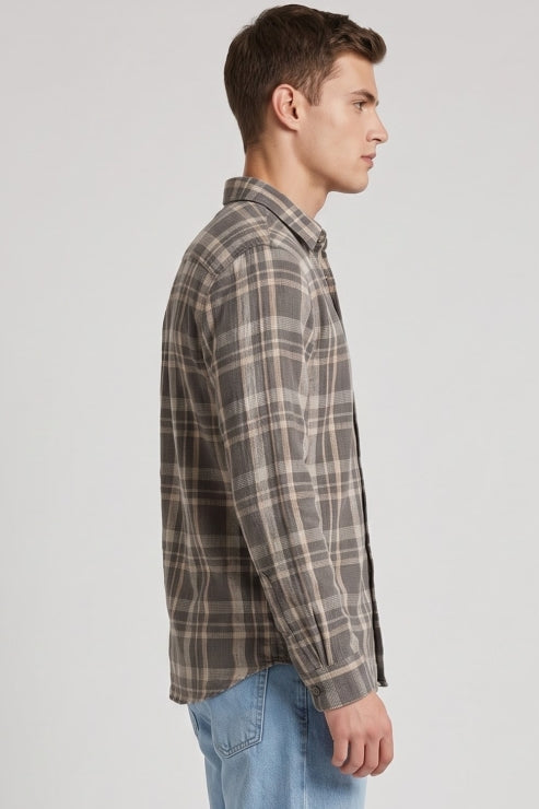 Brown Checks Regular Fit Shirt