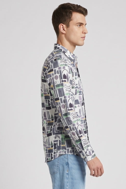 Abstract Print Regular Fit Shirt