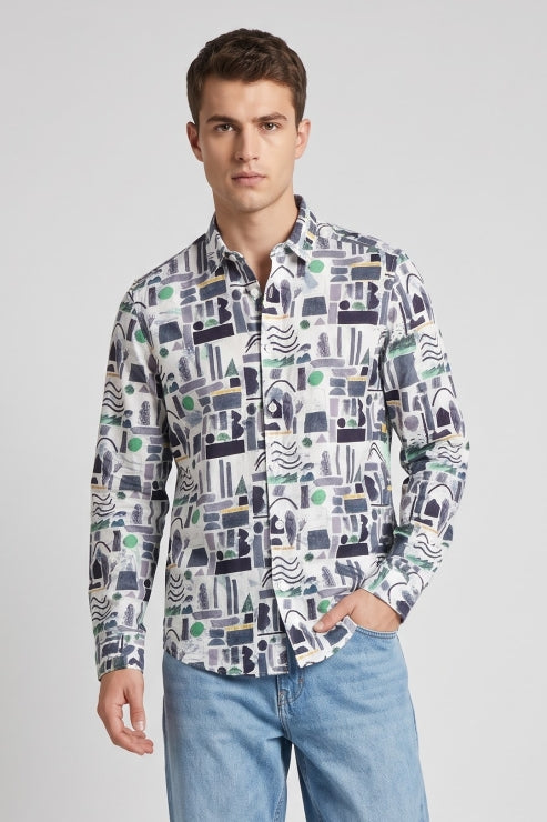 Abstract Print Regular Fit Shirt
