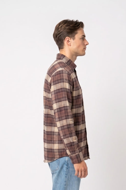 Brown Checks Regular Fit Shirt