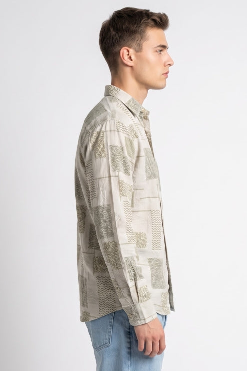 Abstract Print Regular Fit Shirt