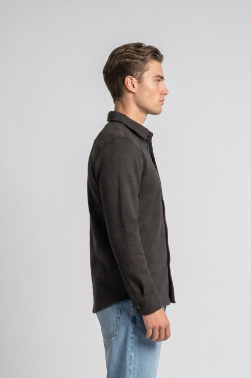 Brown Jacquard Regular Fit Shirt