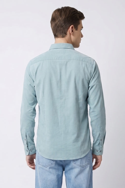 Light Green Textured Regular Fit Shirt