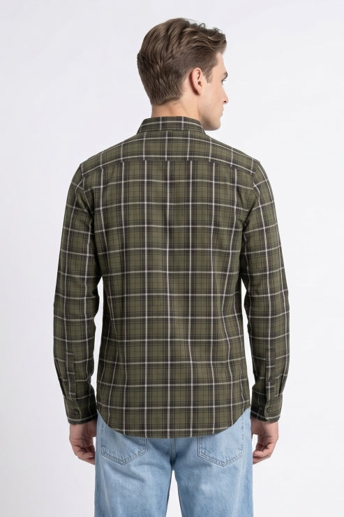 Green Checks Regular Fit Shirt