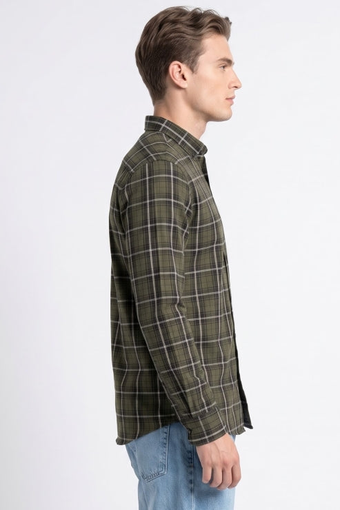 Green Checks Regular Fit Shirt