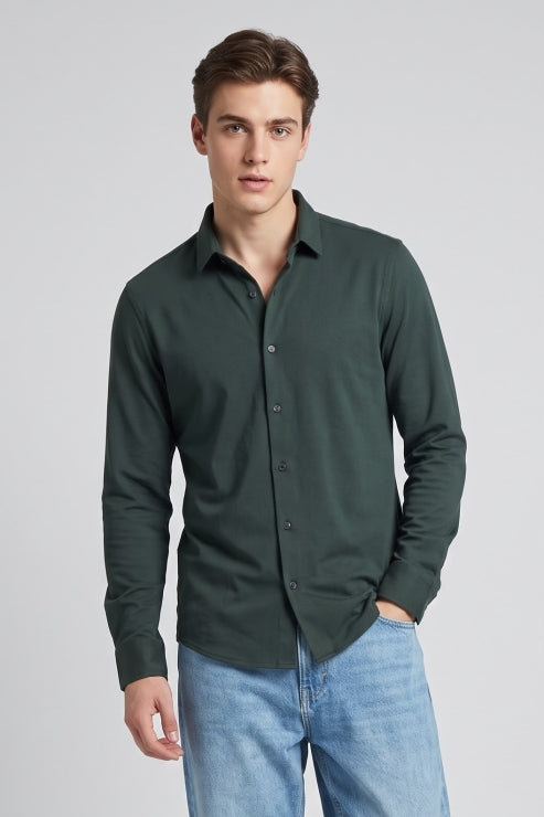 Green Hybrid Regular Fit Shirt
