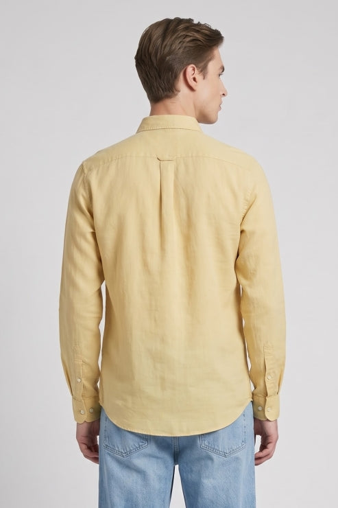 Sand Beige Linen Regular Fit Shirt