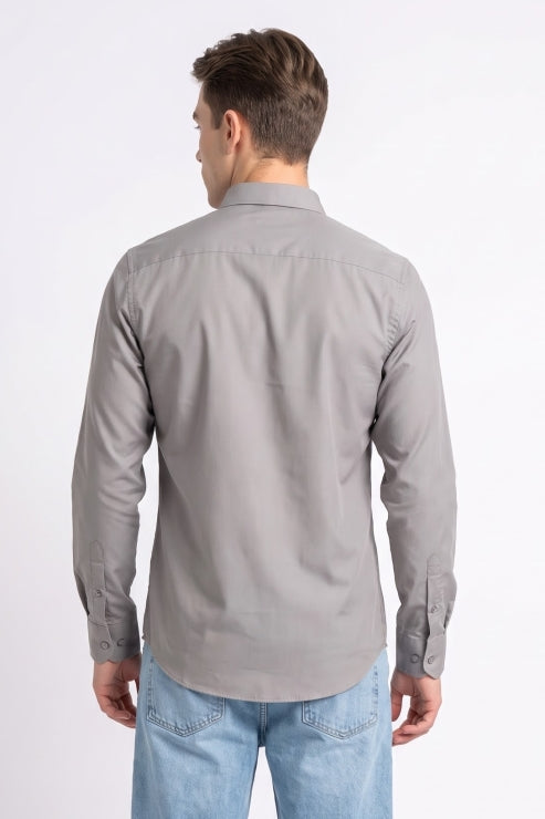 Grey Melange Regular Fit Shirt
