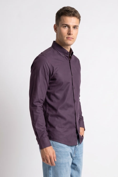 Burgundy Melange Regular Fit Shirt