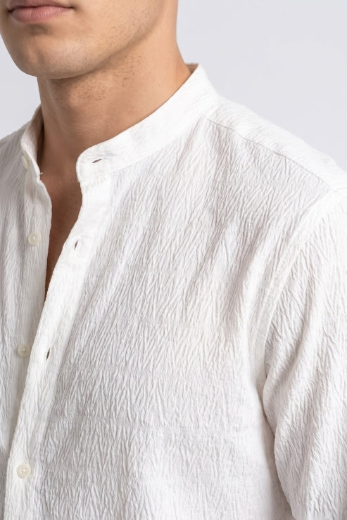 Waffle Chinese Collar Shirt