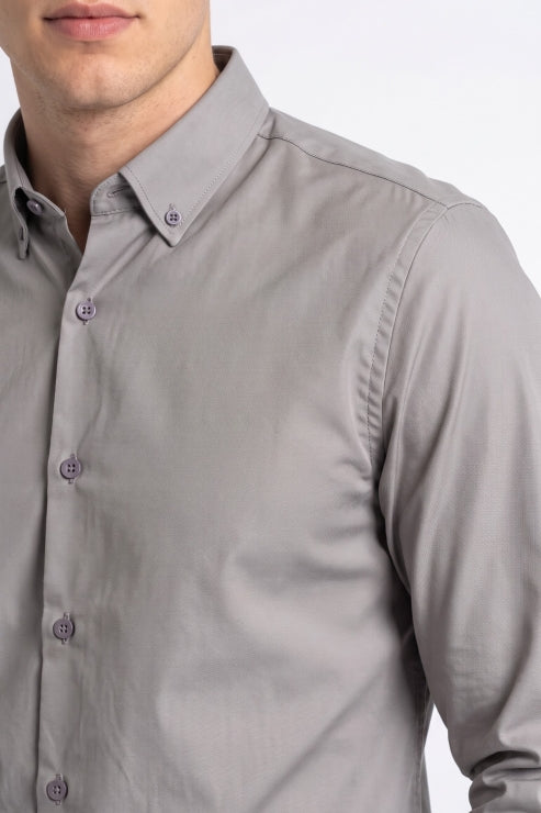Grey Melange Regular Fit Shirt