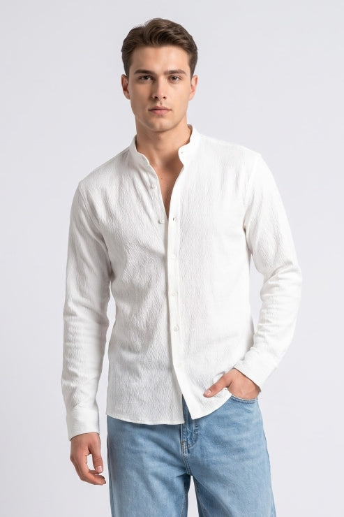 Waffle Chinese Collar Shirt