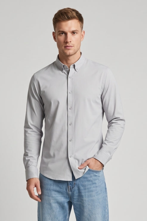 Light Grey Oxford Regular Fit Shirt