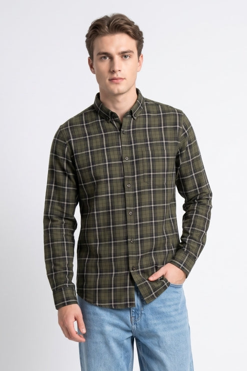 Green Checks Regular Fit Shirt