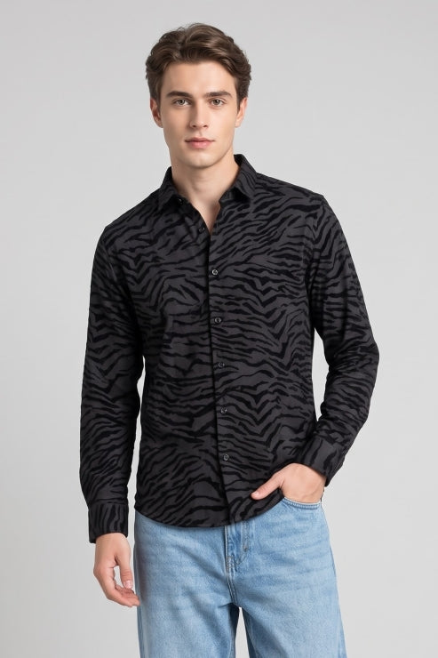 Black Velvet Zebra Print Shirt