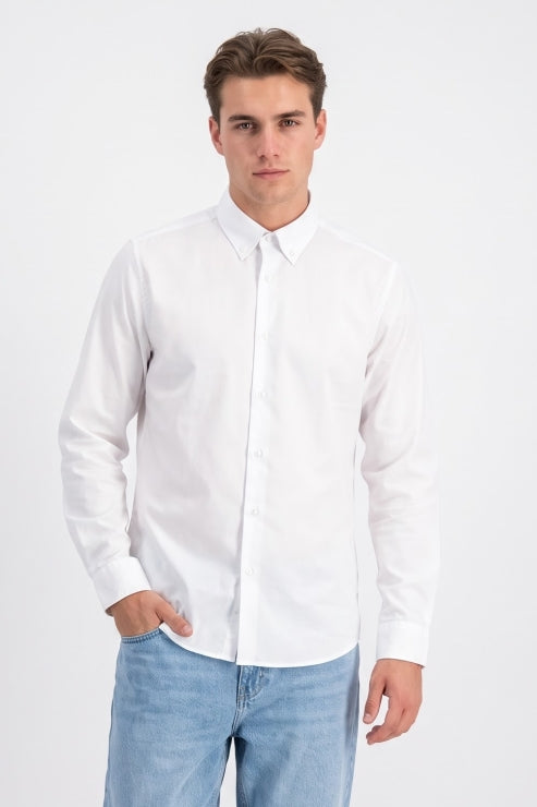 White Melange Regular Fit Shirt