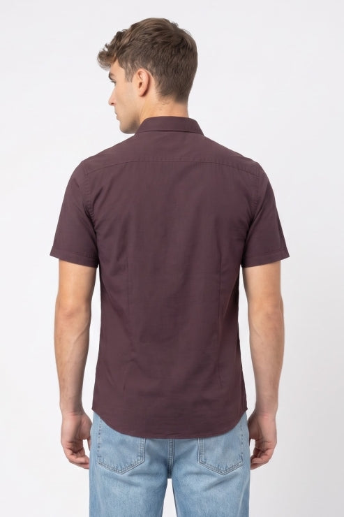 Maroon Regular Fit half sleeve Shirt