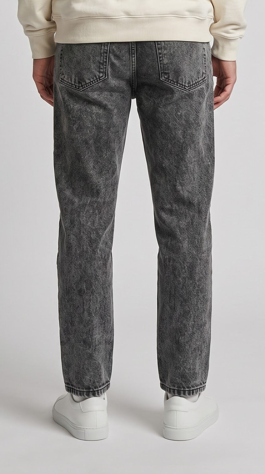 Black Scratched Wash Mom Fit Jean