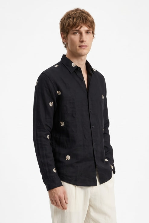 Paisley Embroidered Linen Shirt
