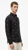 Leaf Embroidered Linen Shirt - Black