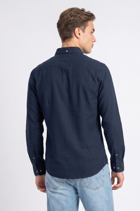 Navy Blue Oxford Regular Fit Shirt