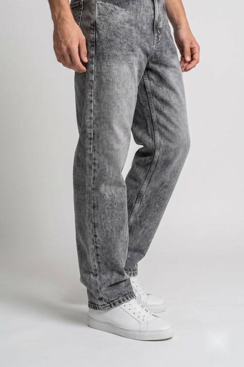 Straight Fit Denim Jeans - Grey Wash
