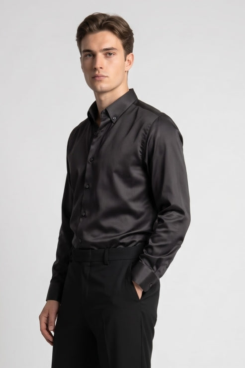 Black Melange Regular Fit Shirt