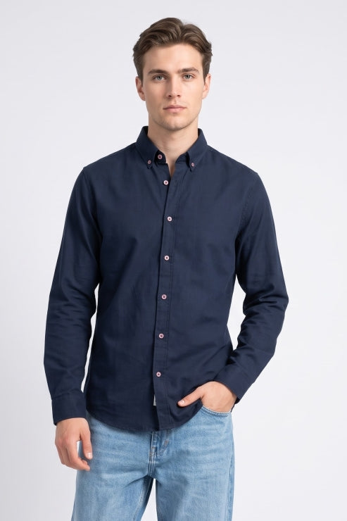 Navy Blue Oxford Regular Fit Shirt