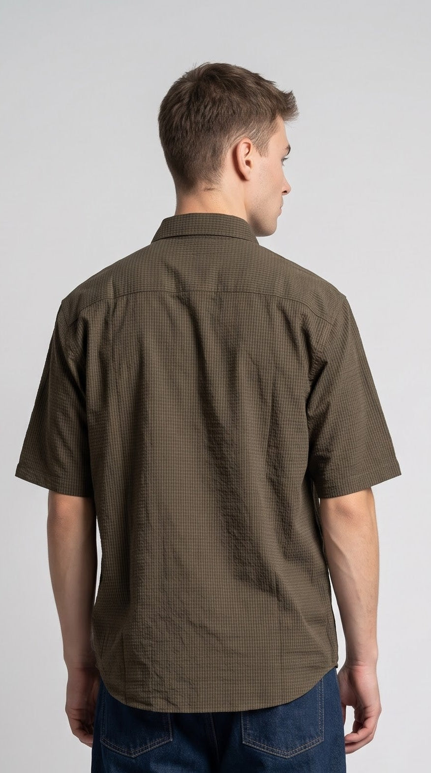 Textured Dark Brown Waffle Shirt