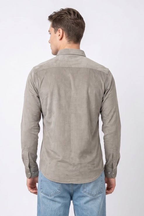 Grey Velvet Print Shirt