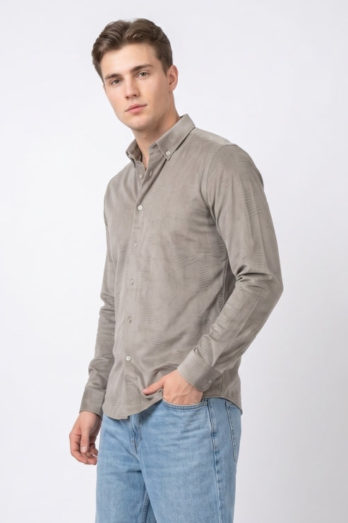 Grey Velvet Print Shirt