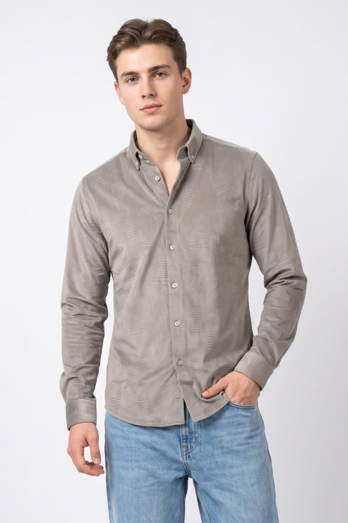 Grey Velvet Print Shirt