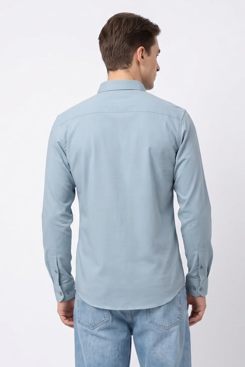Light Blue Satin Regular Fit Shirt