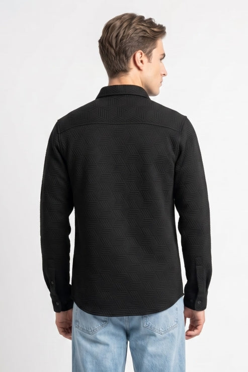 Black Jacquard Regular Fit Shirt