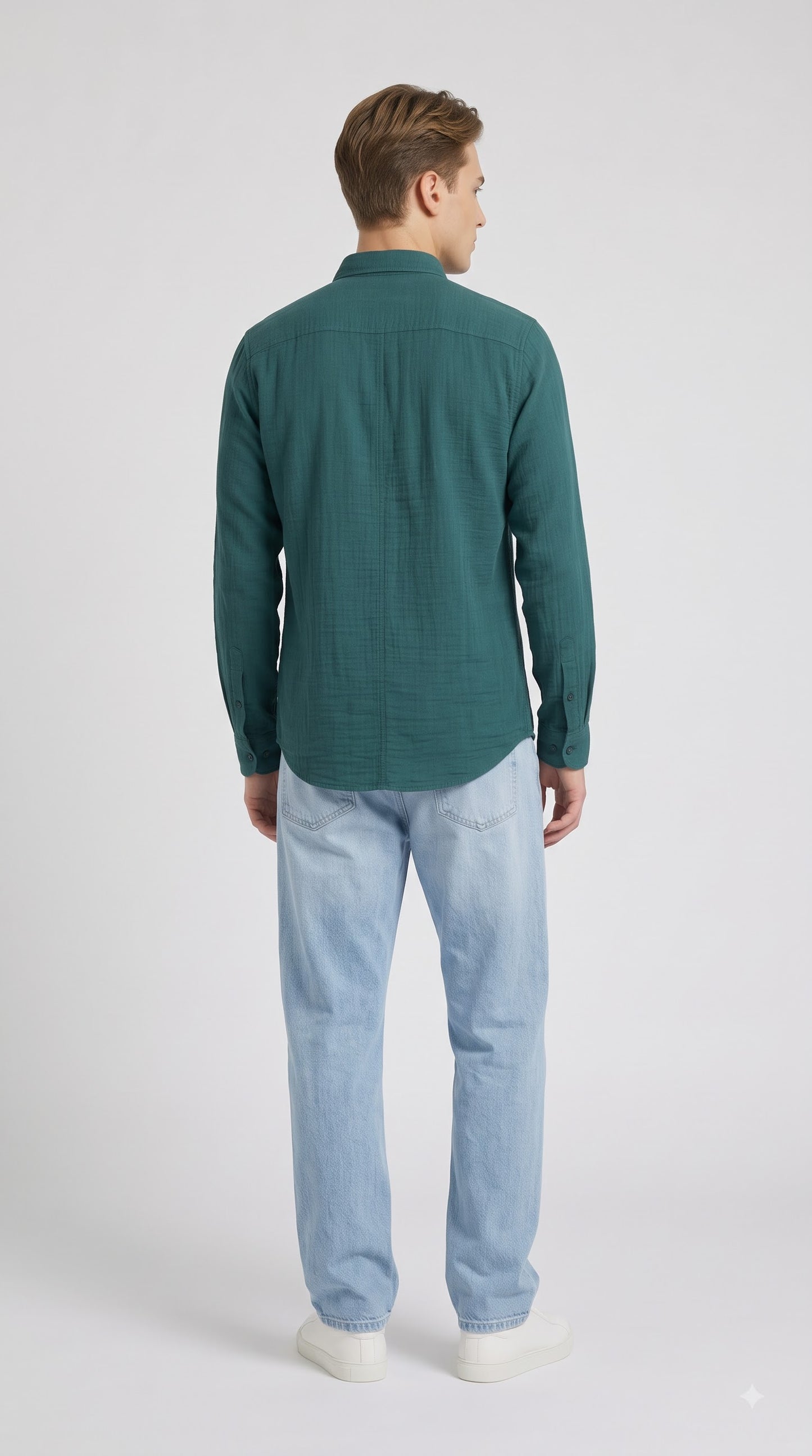 Teal Waffle Regular Fit Shirt