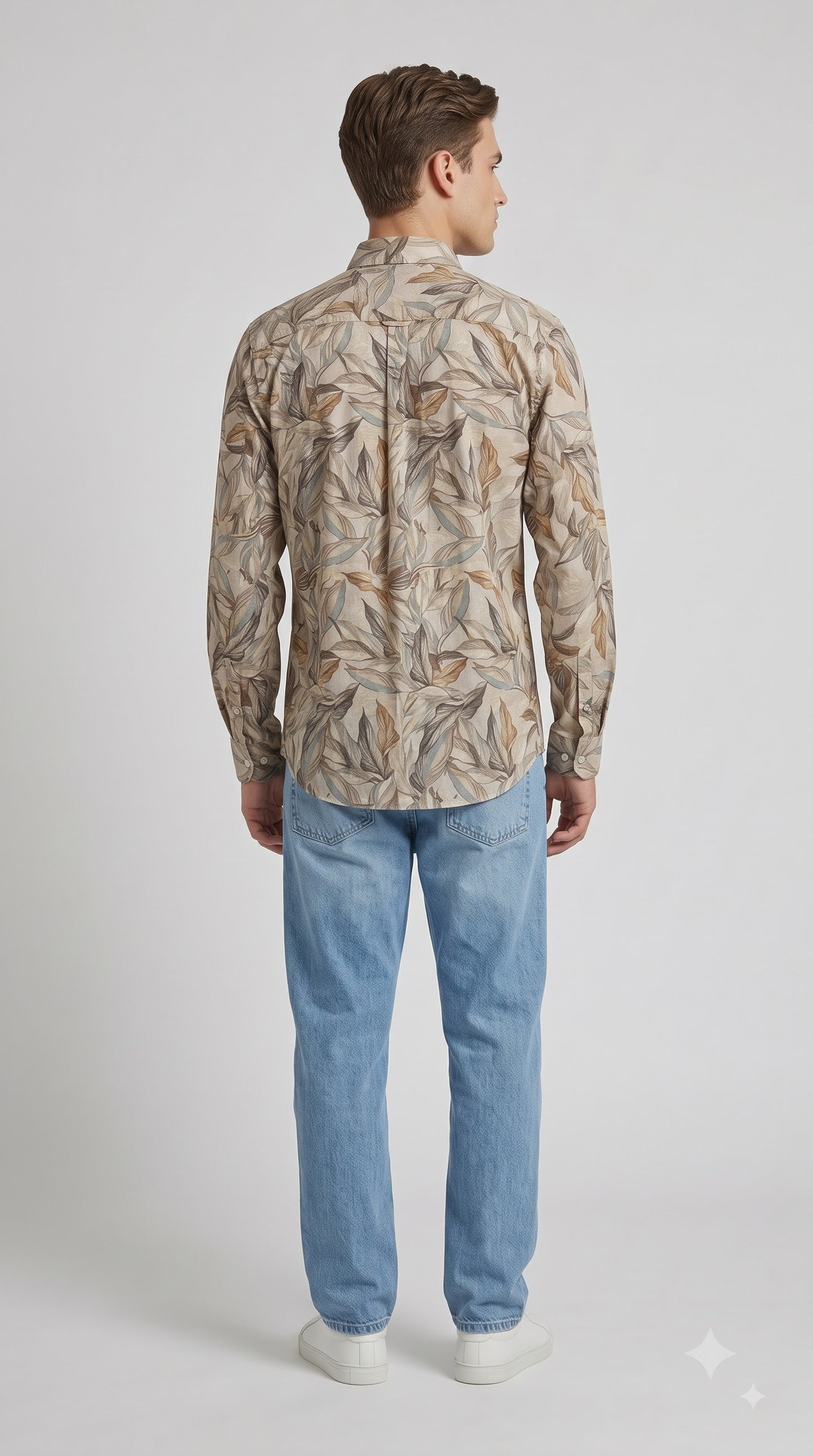 Creative Leaf Print Regular Fit Shirt