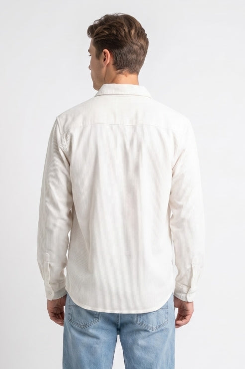 White Corduroy Regular Fit Shirt