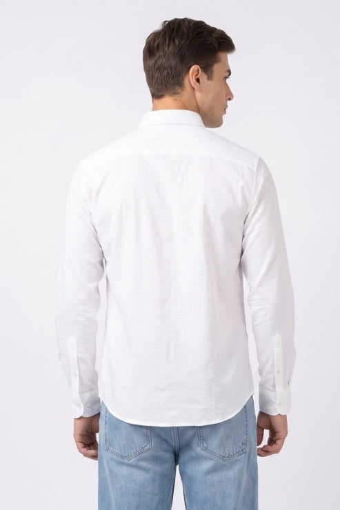White Velvet Print Shirt