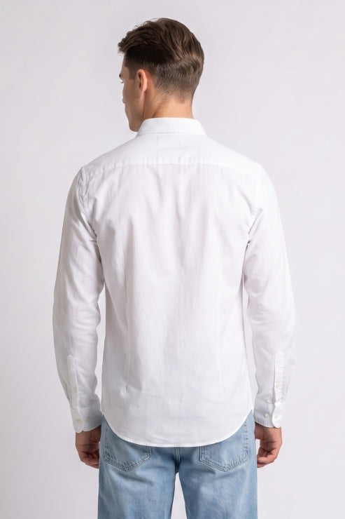 White Melange Regular Fit Shirt