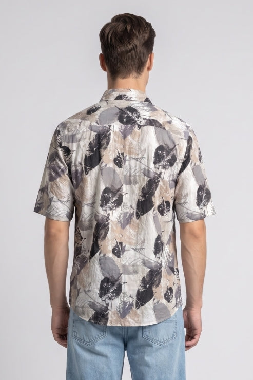 Abstract Floral Print Regular Fit Shirt
