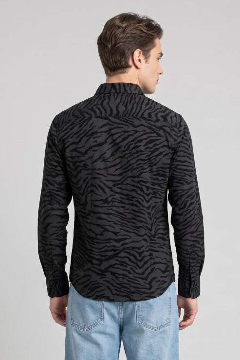 Black Velvet Zebra Print Shirt