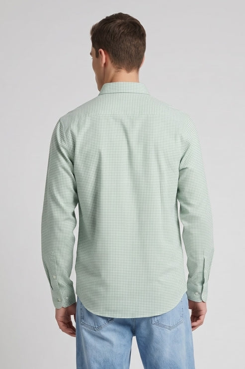 Green Micro Checks Regular Fit Shirt