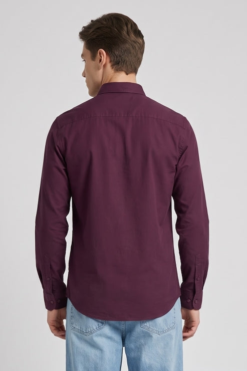 Maroon Poly Lycra Regular Fit Shirt