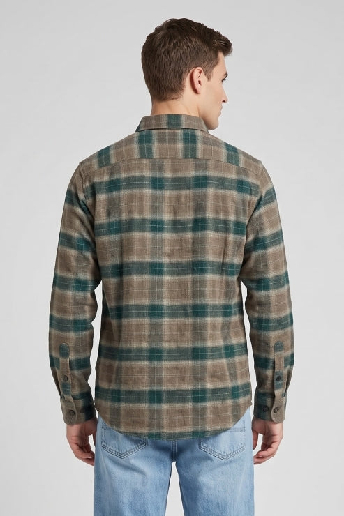 Olive Brush Checks Shirt