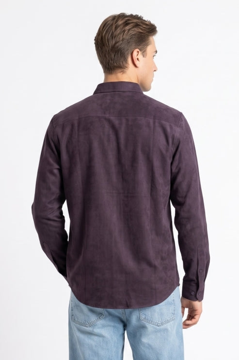 Burgundy Corduroy Regular Fit Shirt