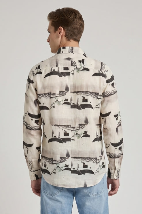 Creative Abstract Print Regular Fit Shirt