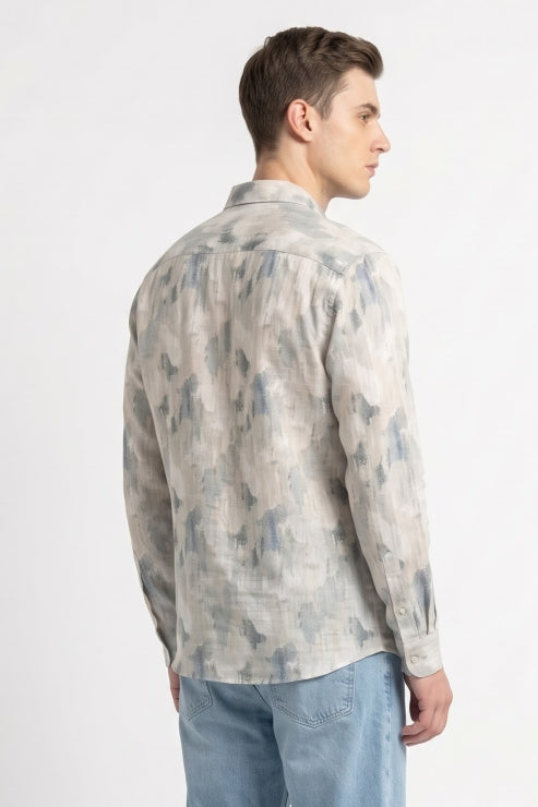 Brush Print Regular Fit Shirt